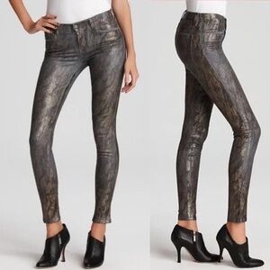 J Brand "Gray Golden Snake" Coated Skinny Jeans Size 29